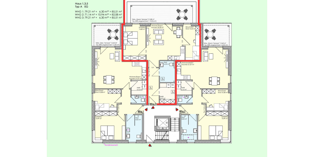 Etagenwohnung Lingen (Ems) Lingen - 3 Zimmer, 82 m&sup2;, 329.912&euro; | Angebot:25660499