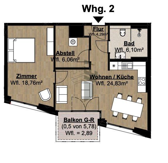 Etagenwohnung Lingen (Ems) - 2 Zimmer, 63 m&sup2;, 875&euro; | Angebot:22826387