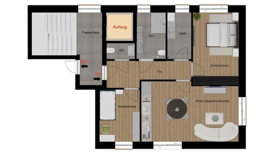 Erdgeschoßwohnung Bad Bentheim - 3 Zimmer, 74 m&sup2;, 930&euro; | Angebot:23121154