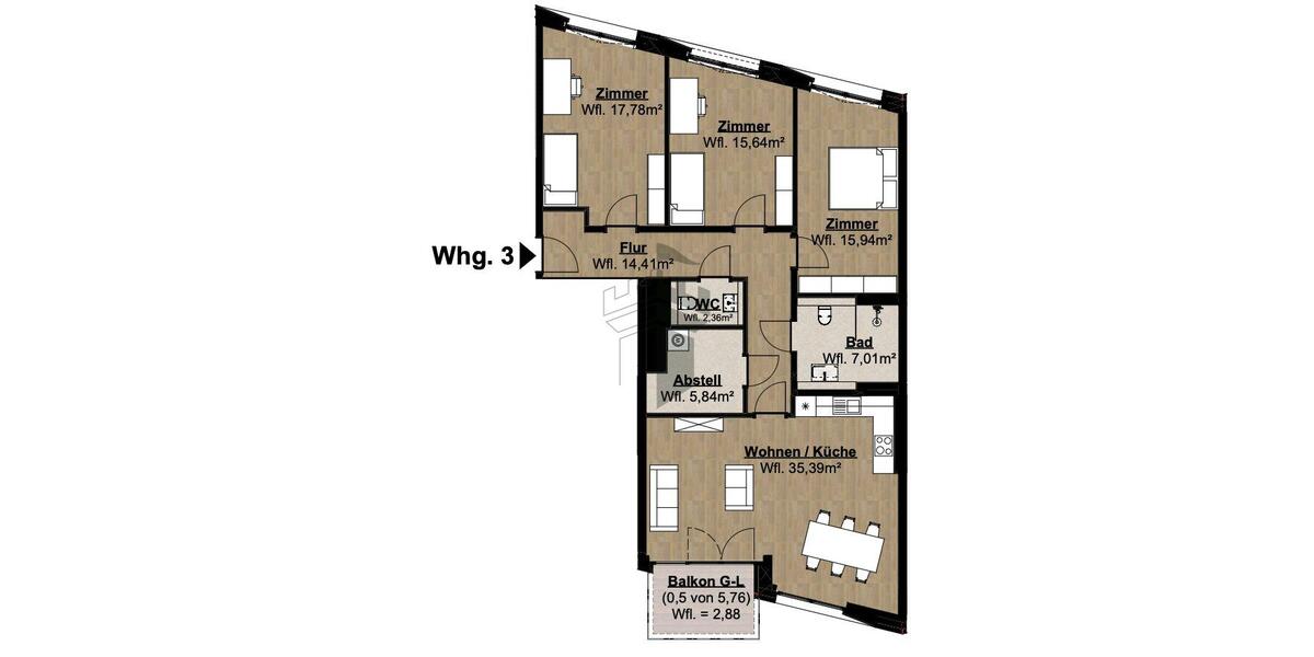 Etagenwohnung Lingen (Ems) - 4 Zimmer, 117 m&sup2;, 1.475&euro; | Angebot:22826386