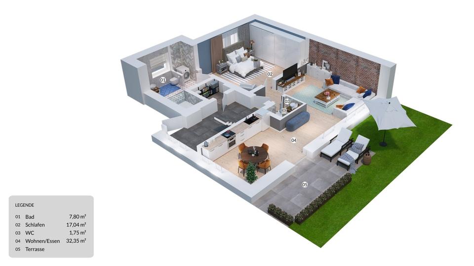 Erdgeschoßwohnung Neuenhaus - 2 Zimmer, 65 m&sup2;, 865&euro; | Angebot:25919289