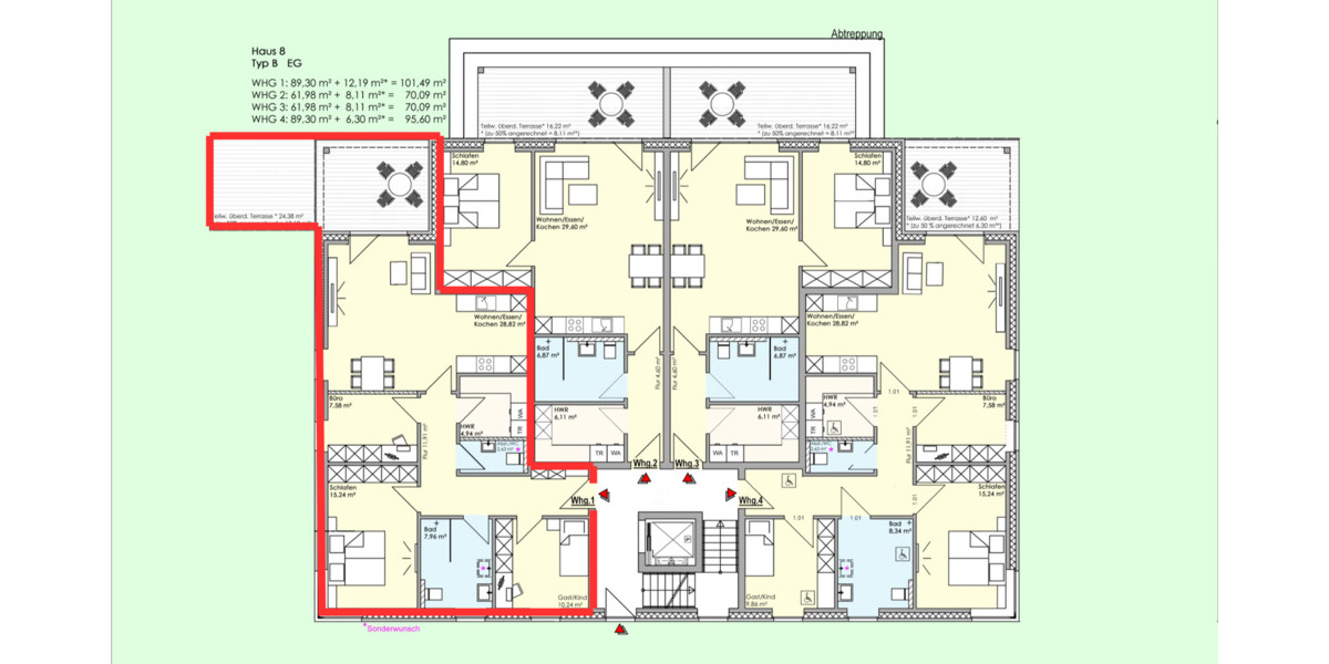 Etagenwohnung Lingen (Ems) Lingen - 4 Zimmer, 101 m&sup2;, 389.201&euro; | Angebot:25725565