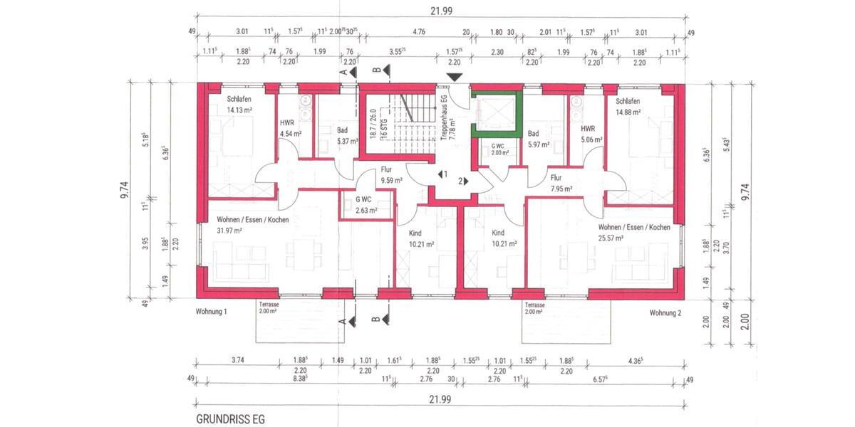 Erdgeschoßwohnung Bad Bentheim - 3 Zimmer, 74 m&sup2;, 930&euro; | Angebot:23121154