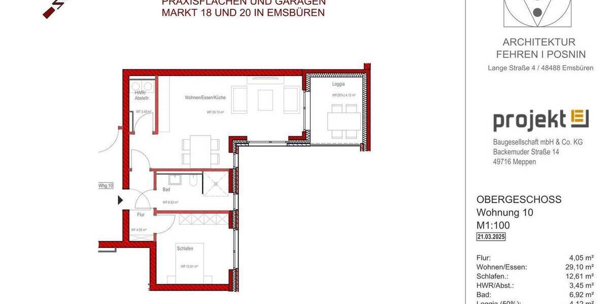 Etagenwohnung Emsbüren - 2 Zimmer, 67 m&sup2;, 289.500&euro; | Angebot:25684469